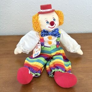NWT Vintage RUSS BERRIE & CO. Charlie The Clown #719 16" Rainbow Romper‎ T71